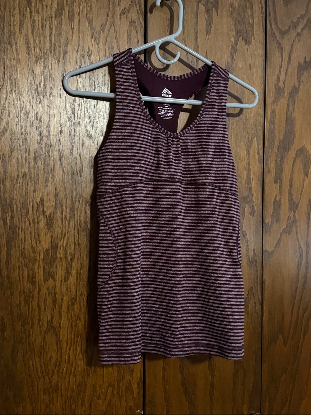 RBX Women's Burgundy and Light Pink Striped Athletic Tank